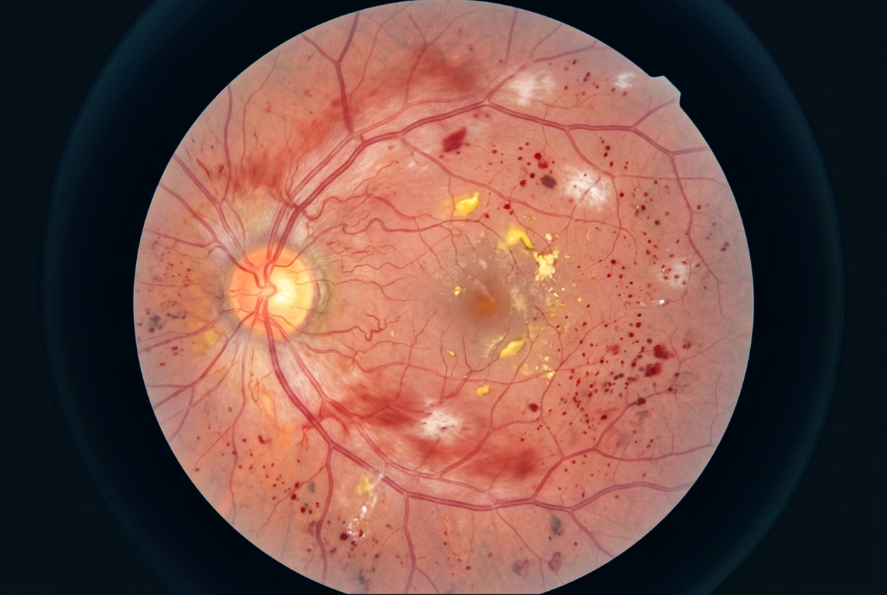Examen de fondo de ojo para detección de retinopatía diabética, patología GES oftalmología