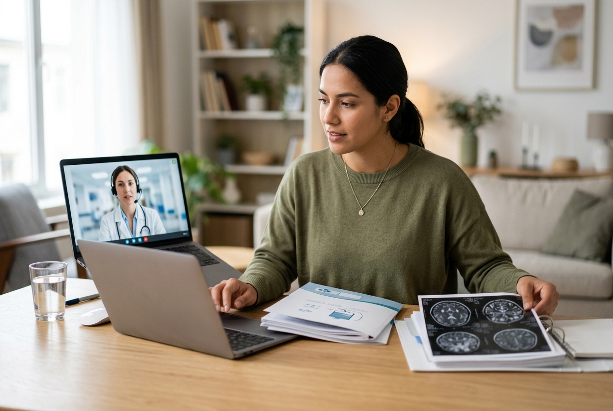 Paciente preparando resonancia magnética para consulta de neurología online Chile
