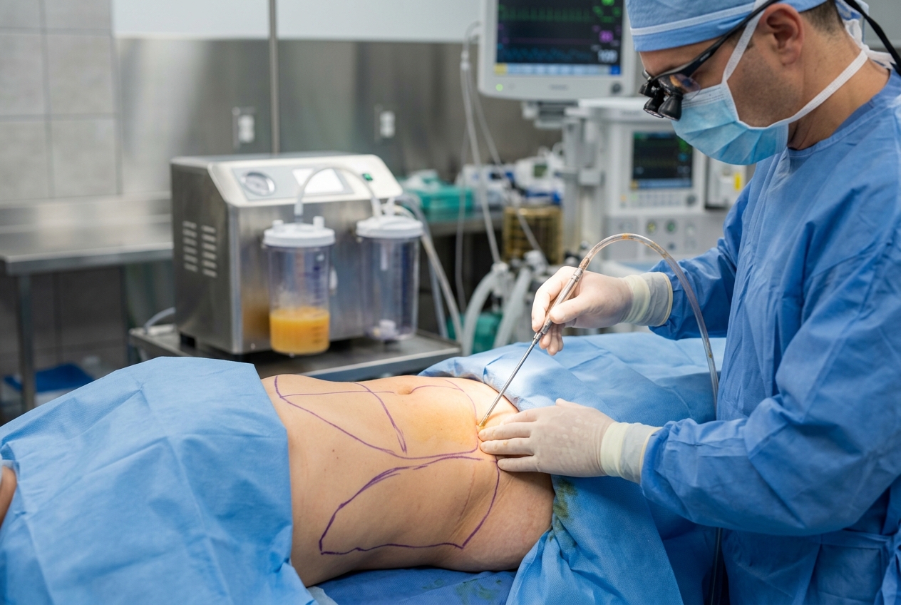 Liposucción estética para modelar contorno corporal en zona abdominal
