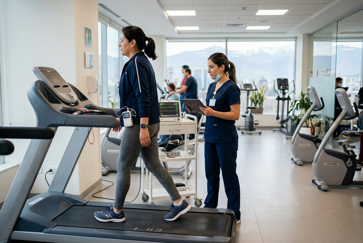 Paciente en programa de rehabilitación cardíaca postoperatoria en Chile