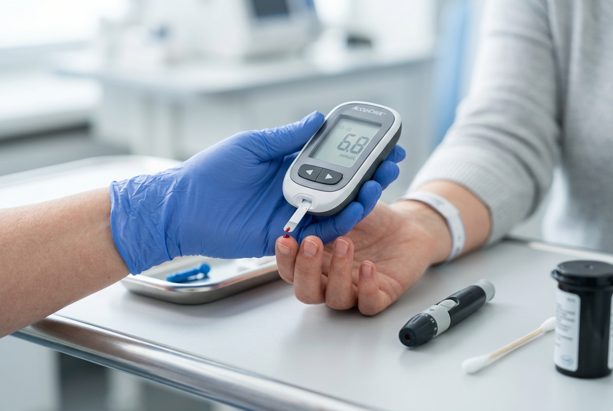 Control de glucosa en sangre para enfermedades endocrinas como la diabetes