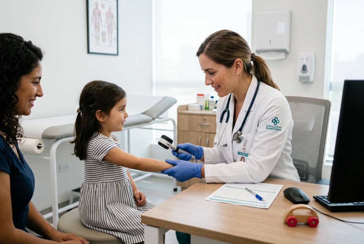 Consulta de dermatología infantil con FONASA en centro de salud chileno