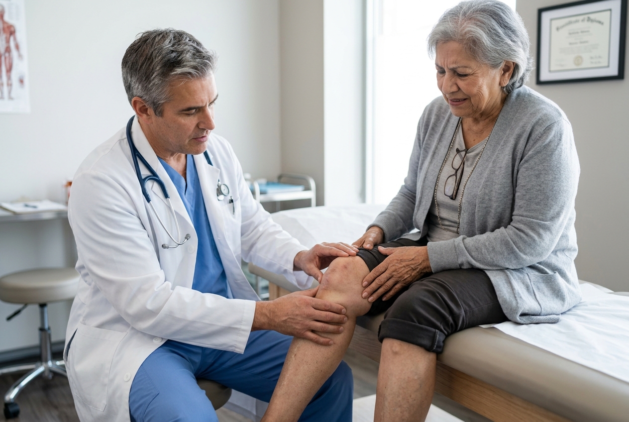 Adulto mayor con dolor articular que puede beneficiarse de acupuntura geriátrica